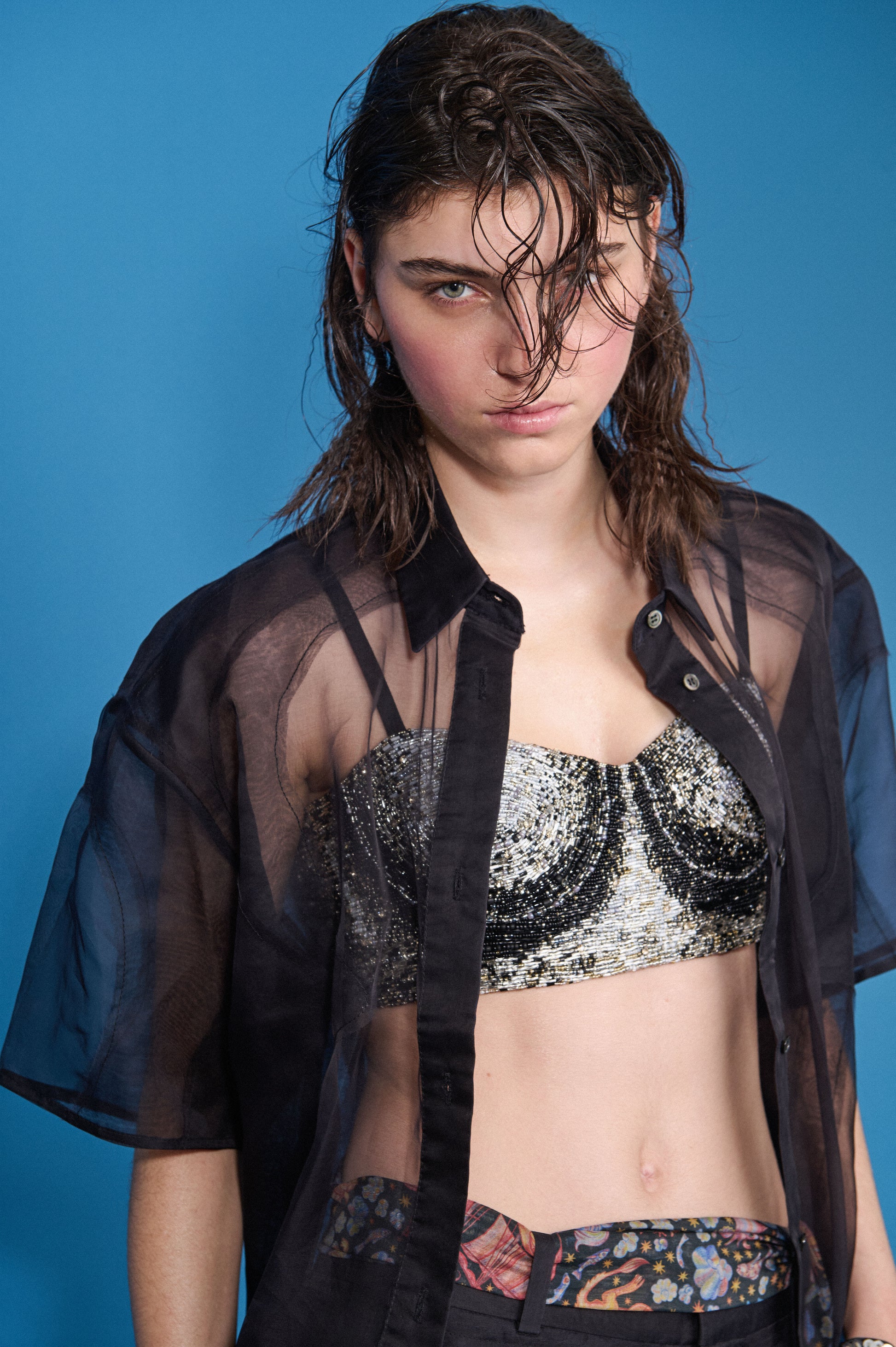 CHIAROSCURO BEADED BRA TOP