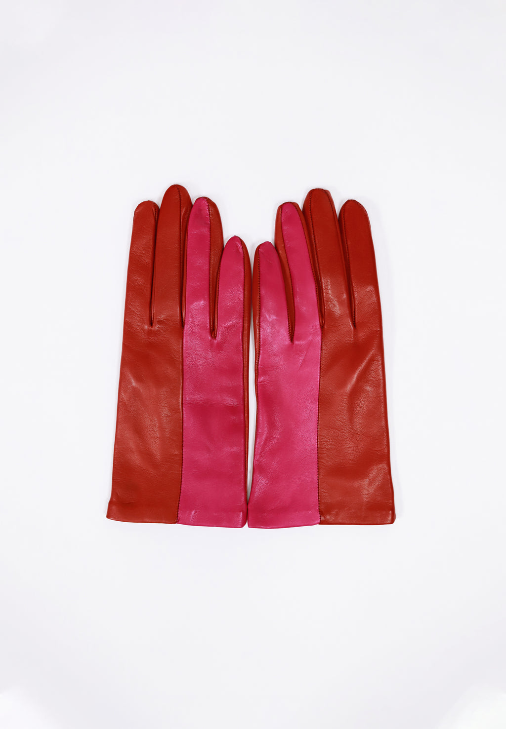 COLOR BLOCK LEATHER GLOVES