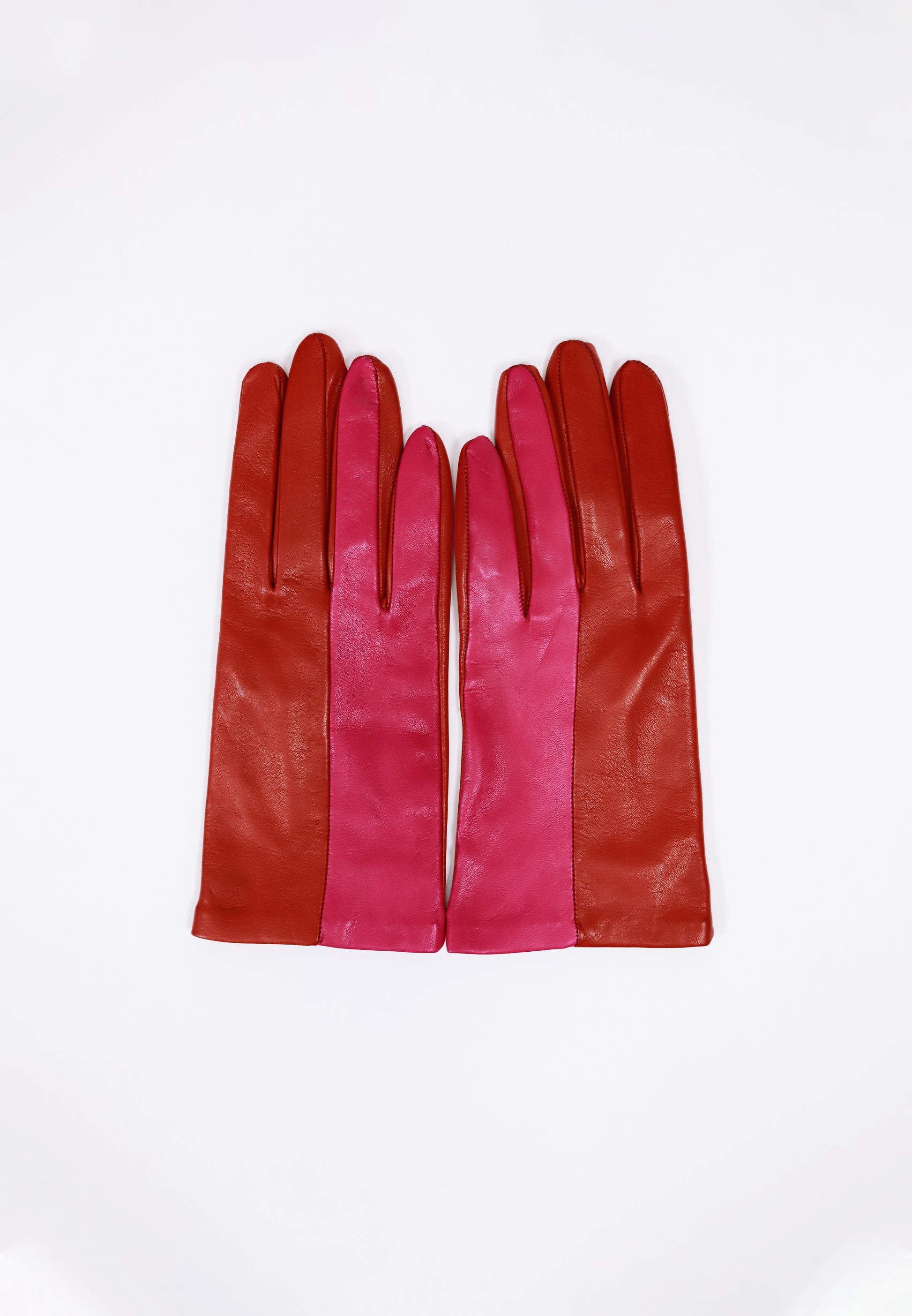 COLOR BLOCK LEATHER GLOVES