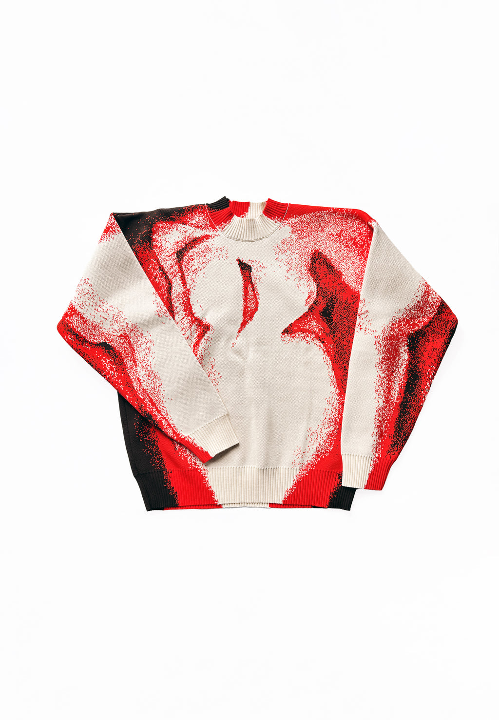RED CHIAROSCURO COTTON JUMPER