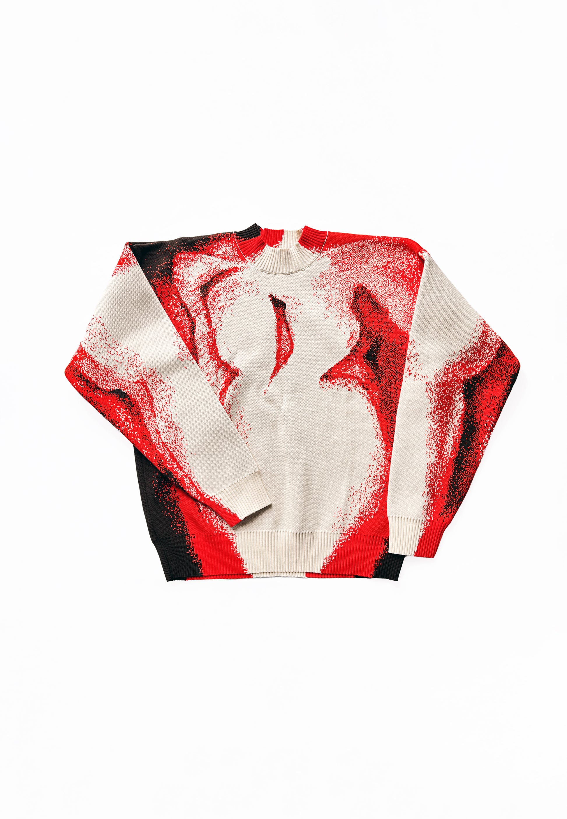 RED CHIAROSCURO COTTON JUMPER