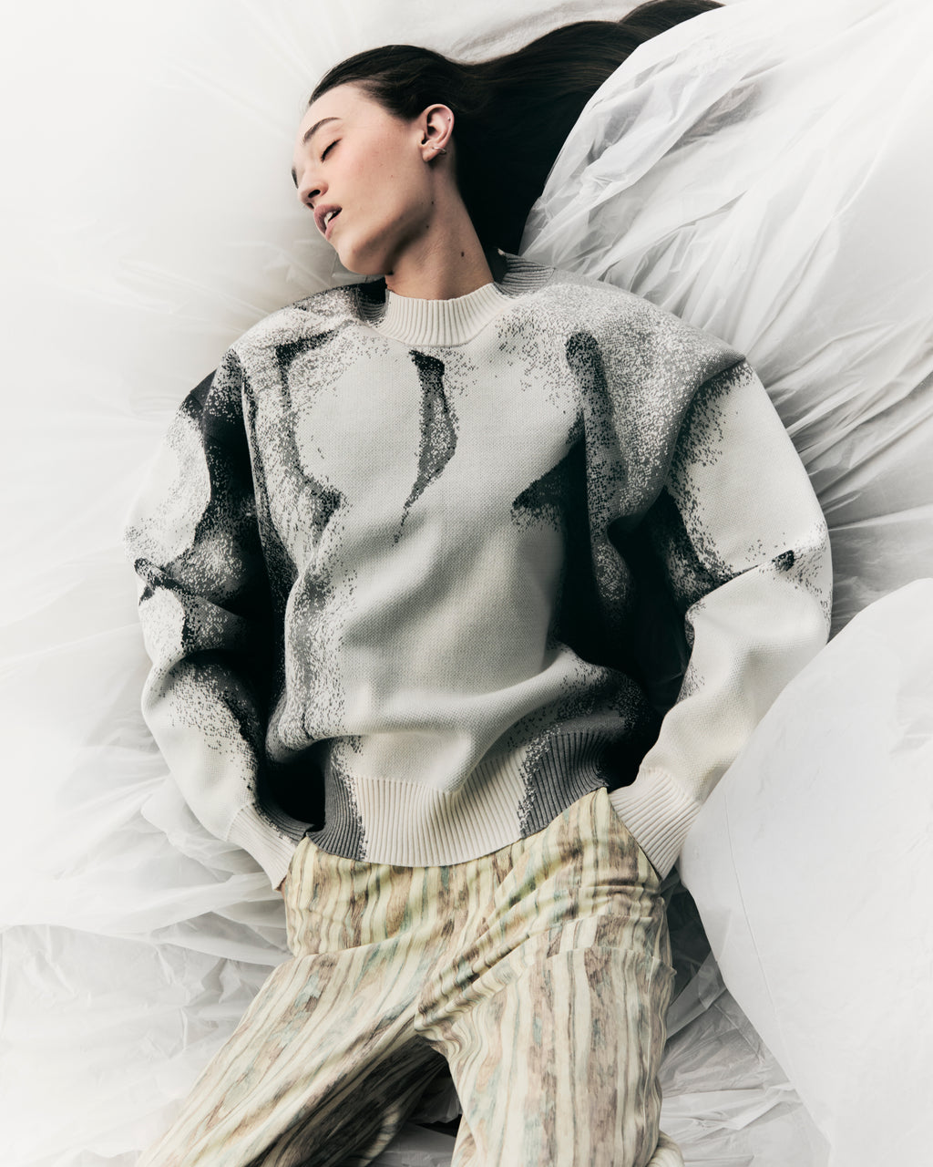 GREY CHIAROSCURO COTTON JUMPER
