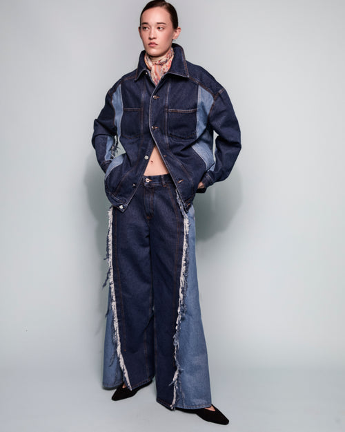 DARK BLUE SHADES TWISTED DENIM JACKET