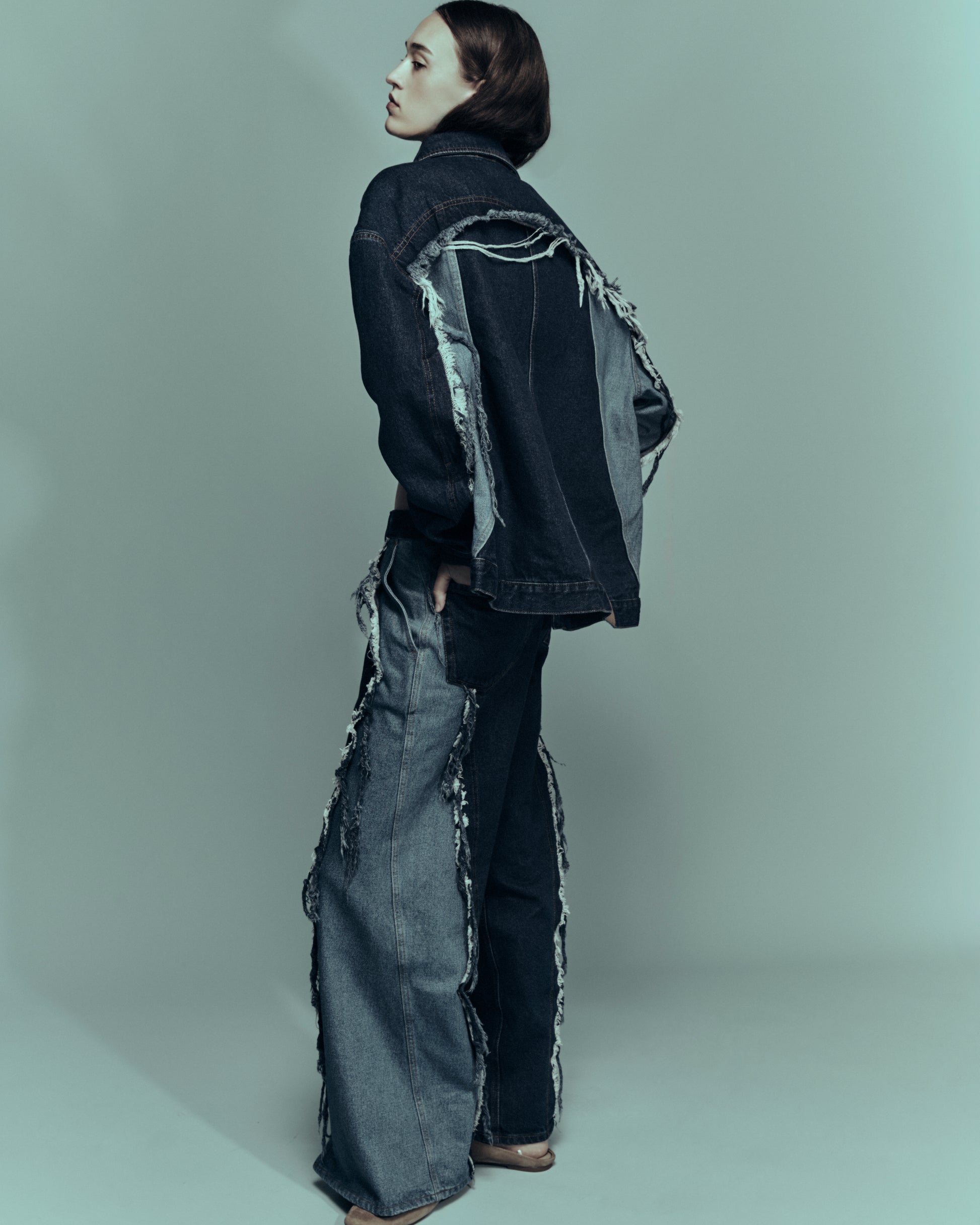 DARK BLUE SHADES TWISTED DENIM JACKET
