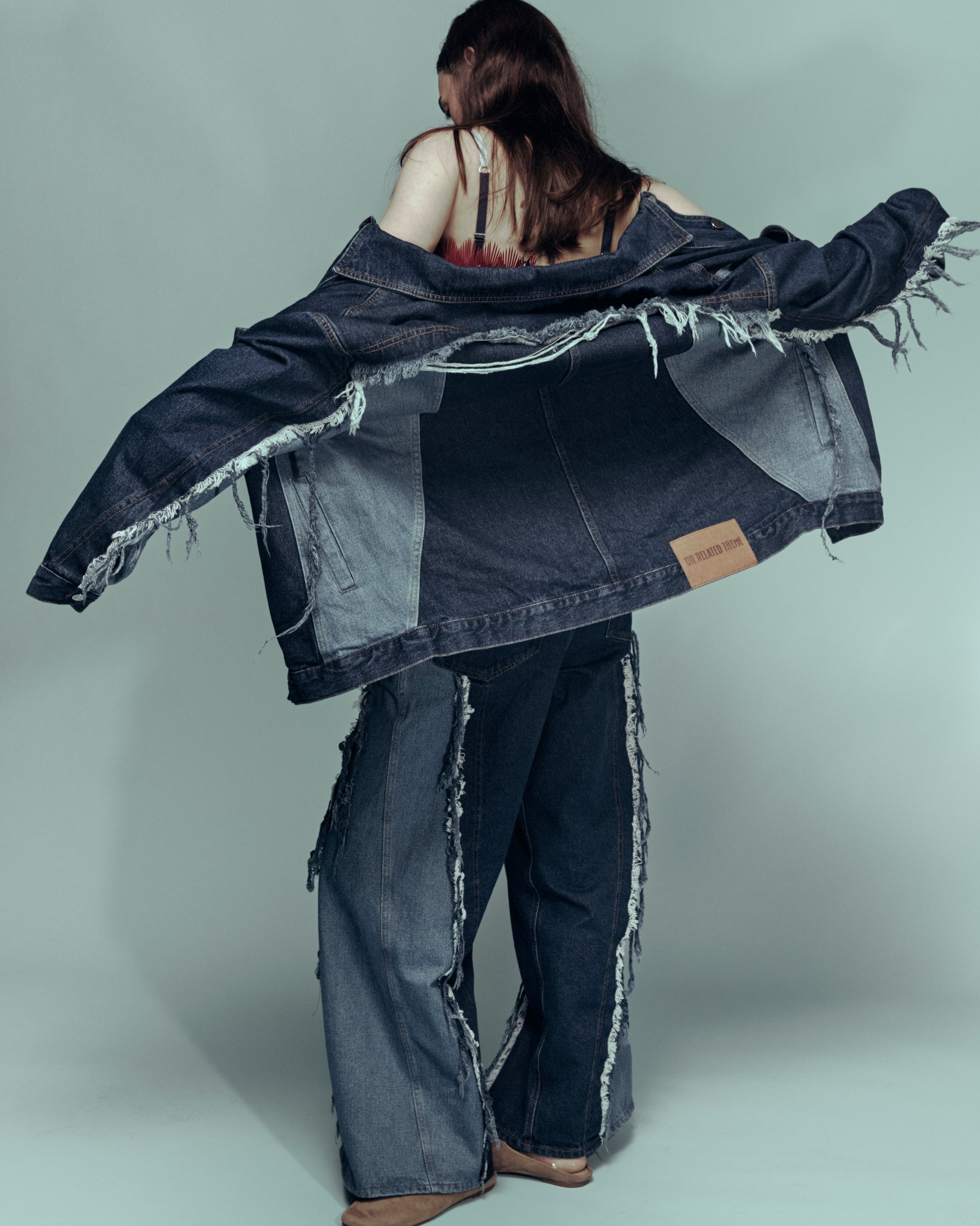 DARK BLUE SHADES TWISTED DENIM JACKET