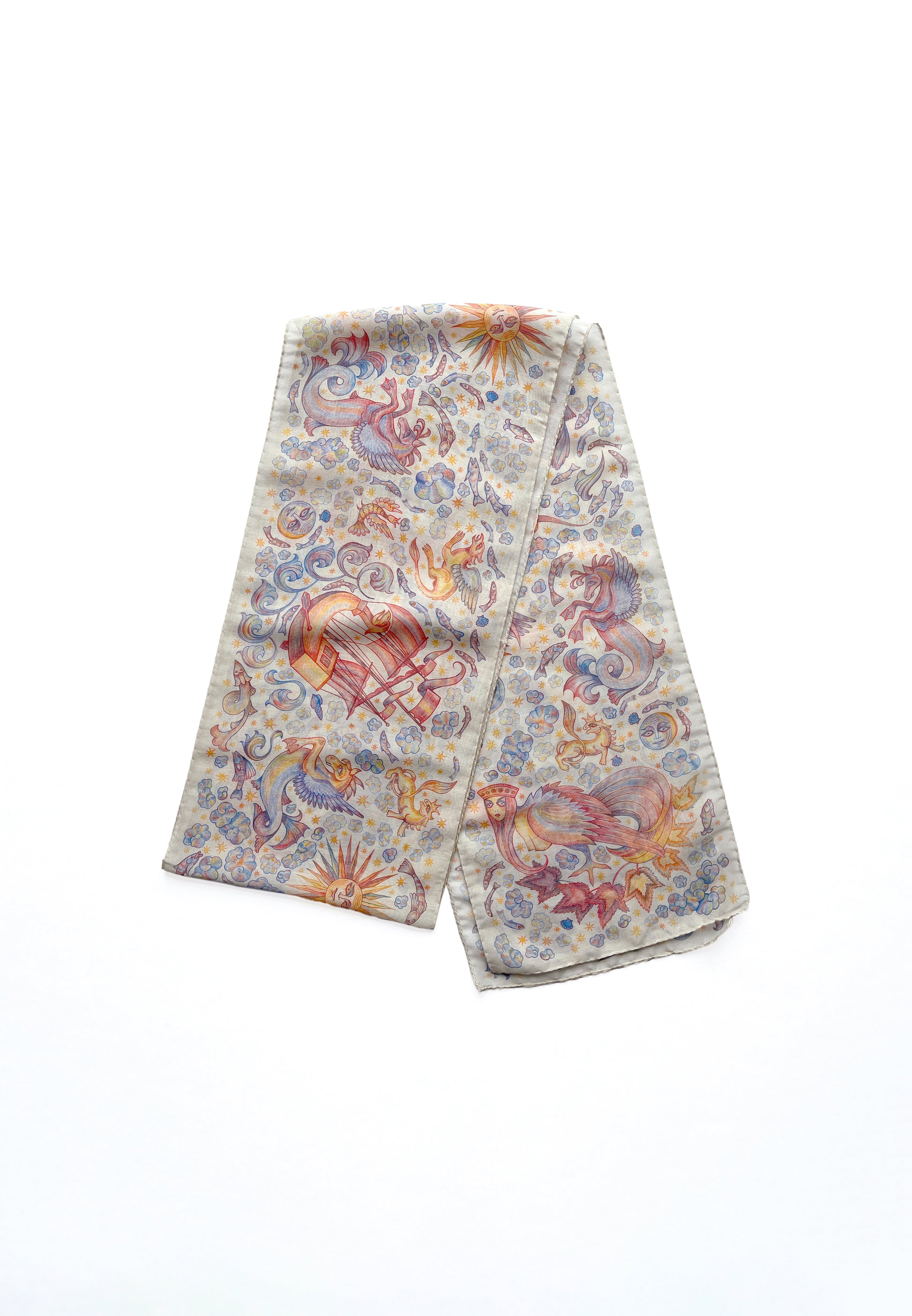 CHAOTIC CREATURES VOILE SCARF IN OFF WHITE