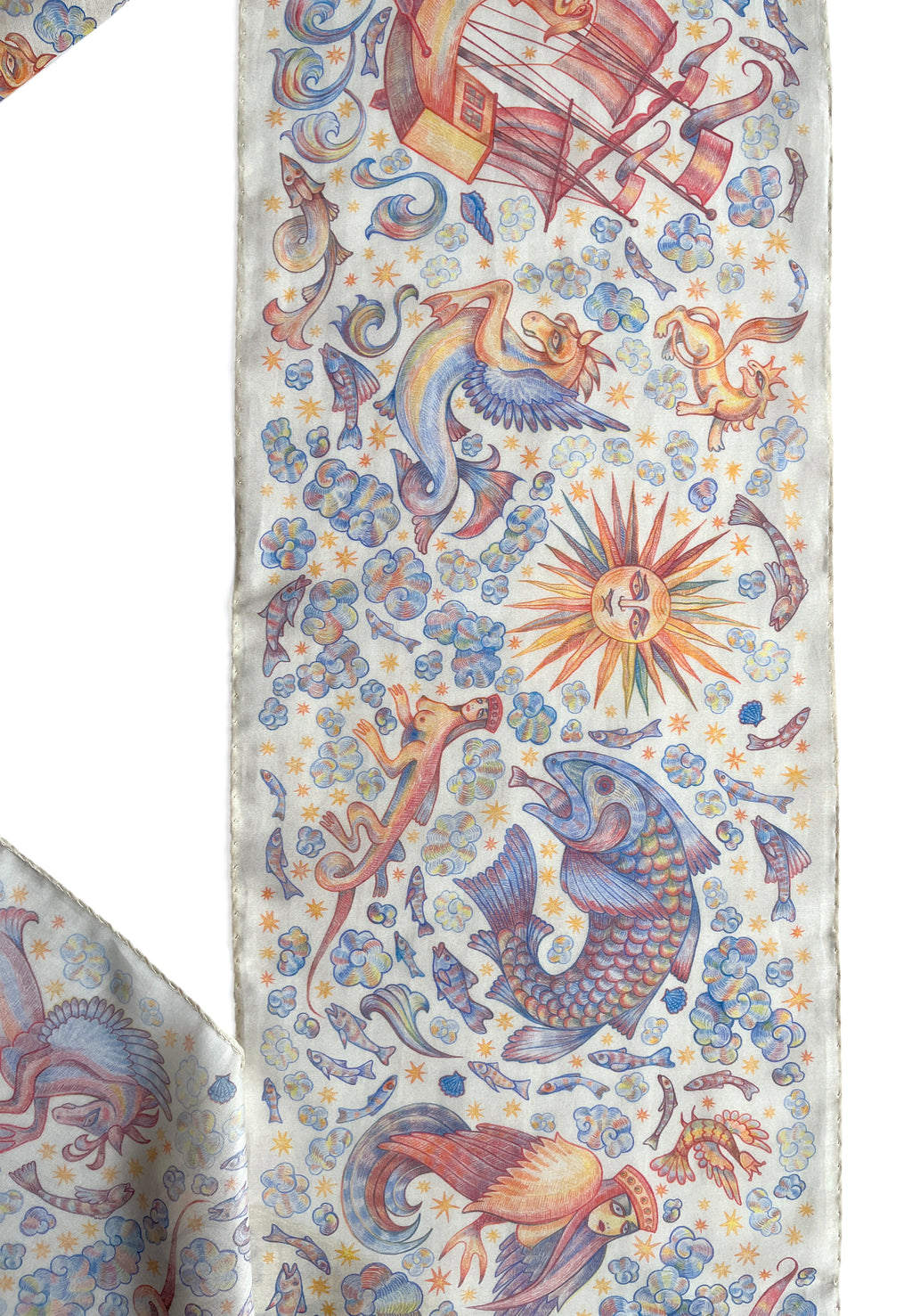 CHAOTIC CREATURES VOILE SCARF IN OFF WHITE