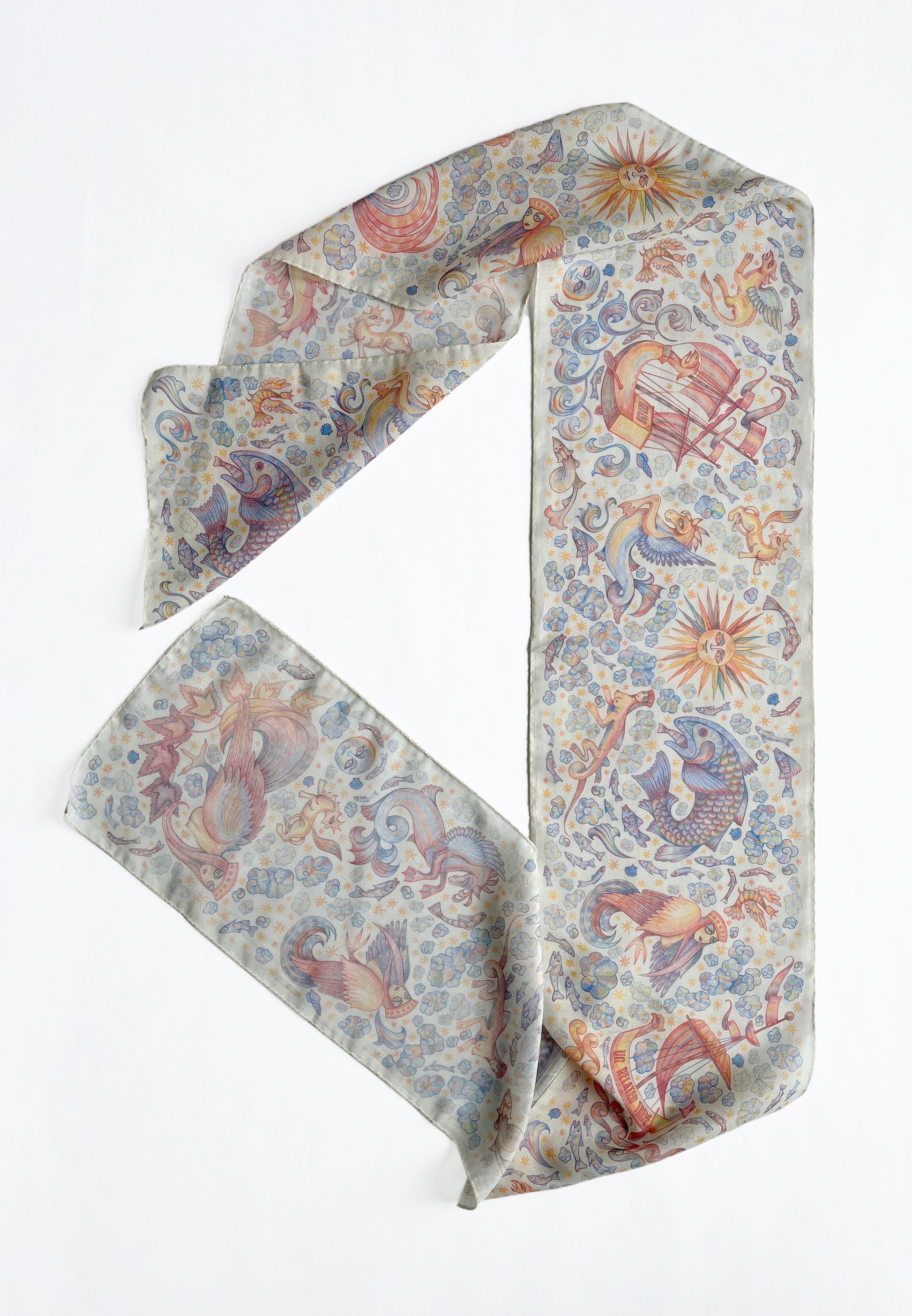 CHAOTIC CREATURES VOILE SCARF IN OFF WHITE