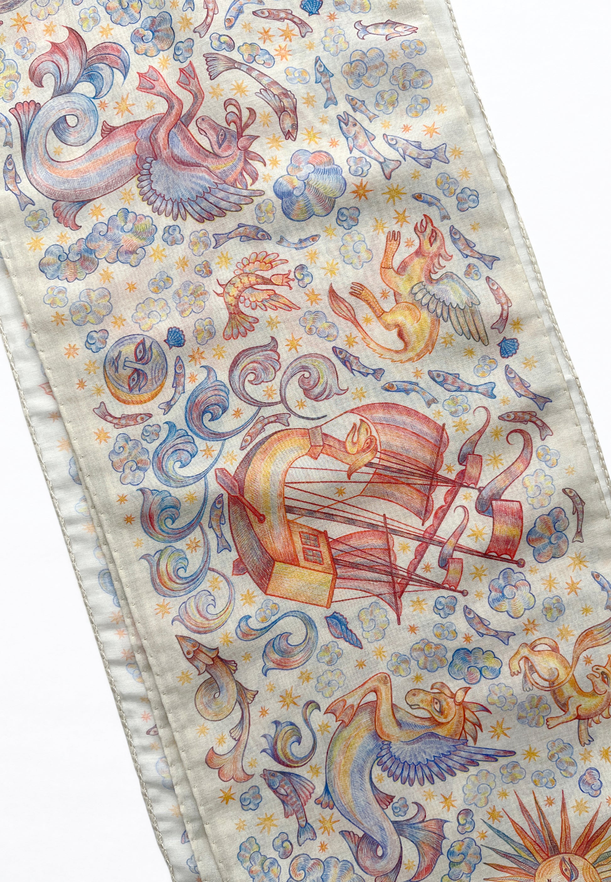 CHAOTIC CREATURES VOILE SCARF IN OFF WHITE