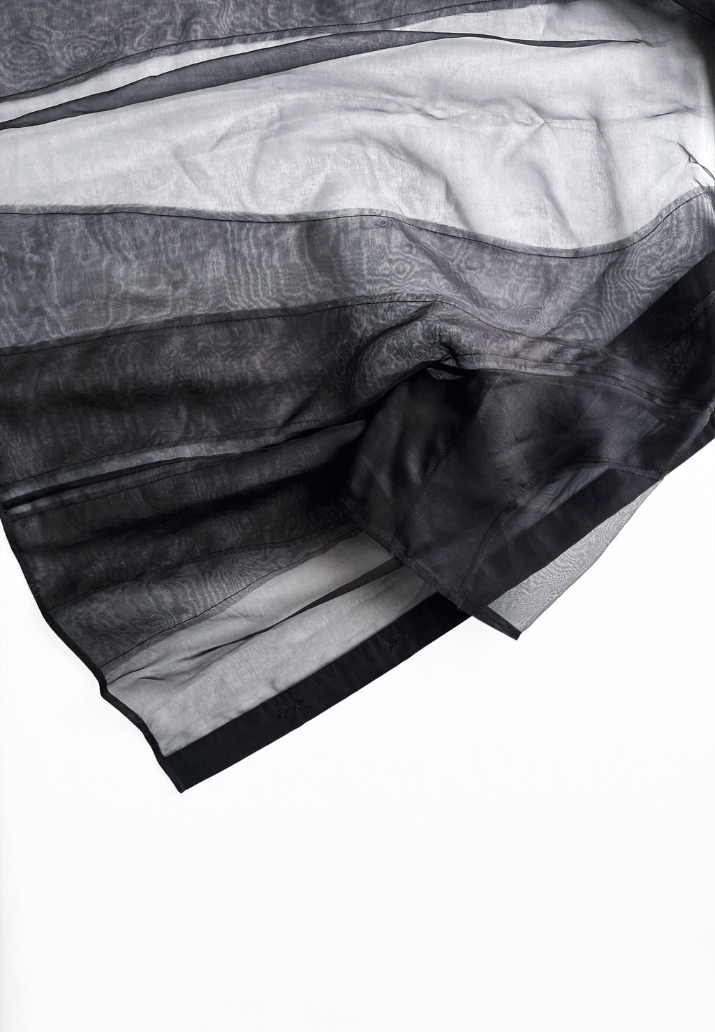 BLACK CHIAROSCURO SILK ORGANZA BOWLING SHIRT