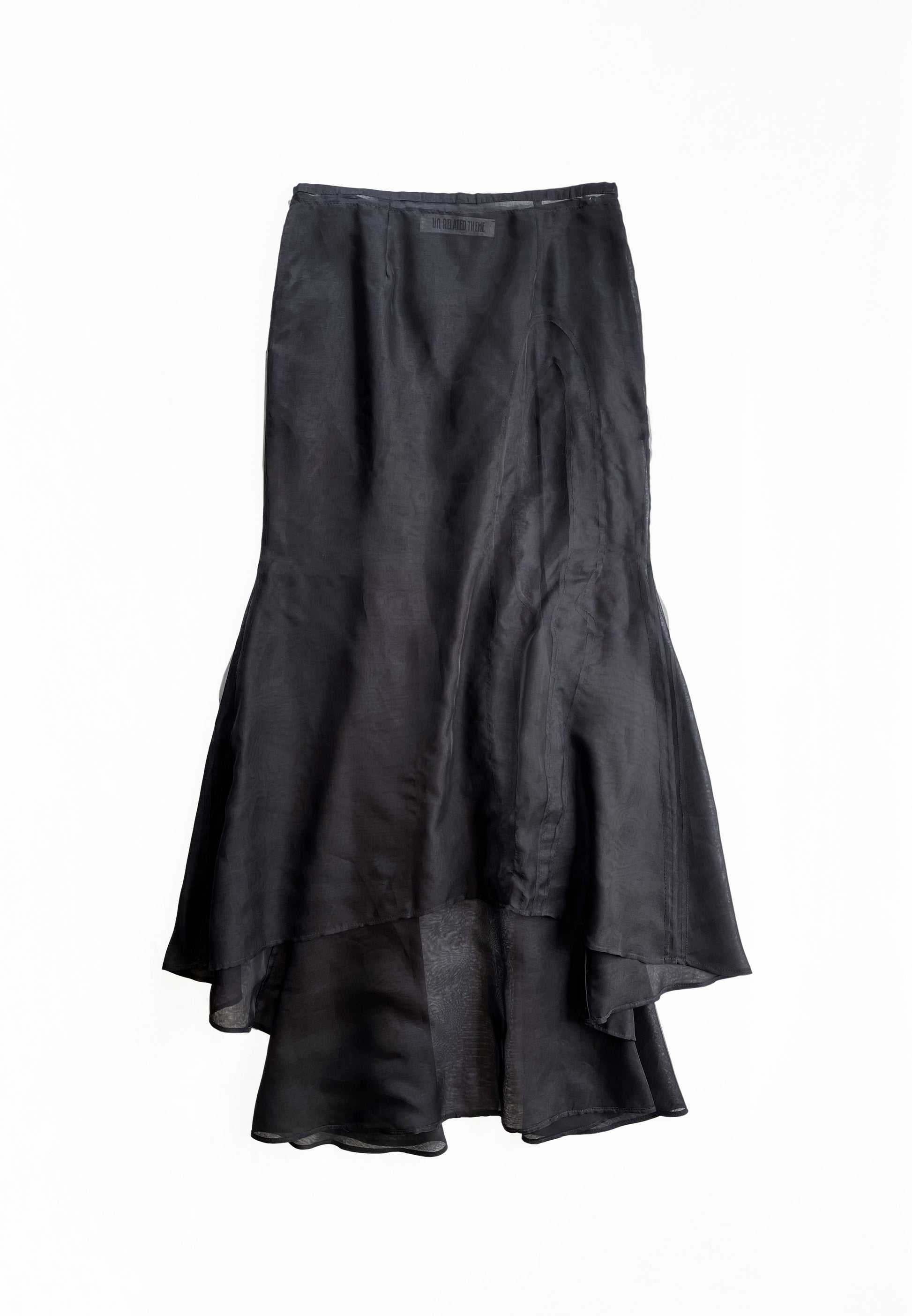 BLACK CHIAROSCURO SILK ORGANZA FISHTAIL SKIRT