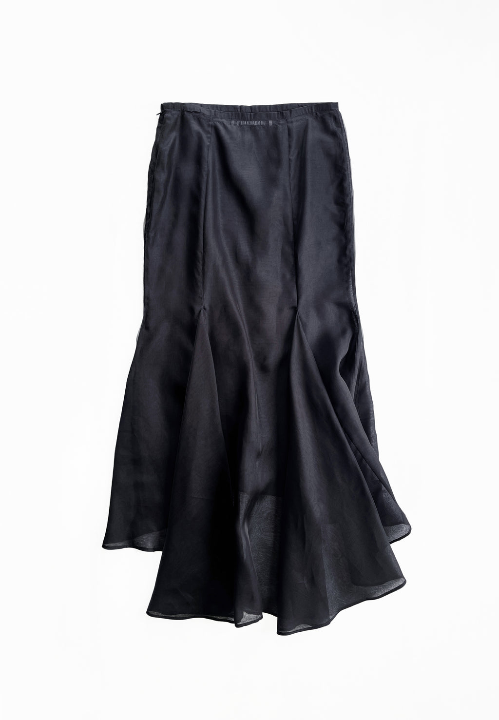 BLACK CHIAROSCURO SILK ORGANZA FISHTAIL SKIRT