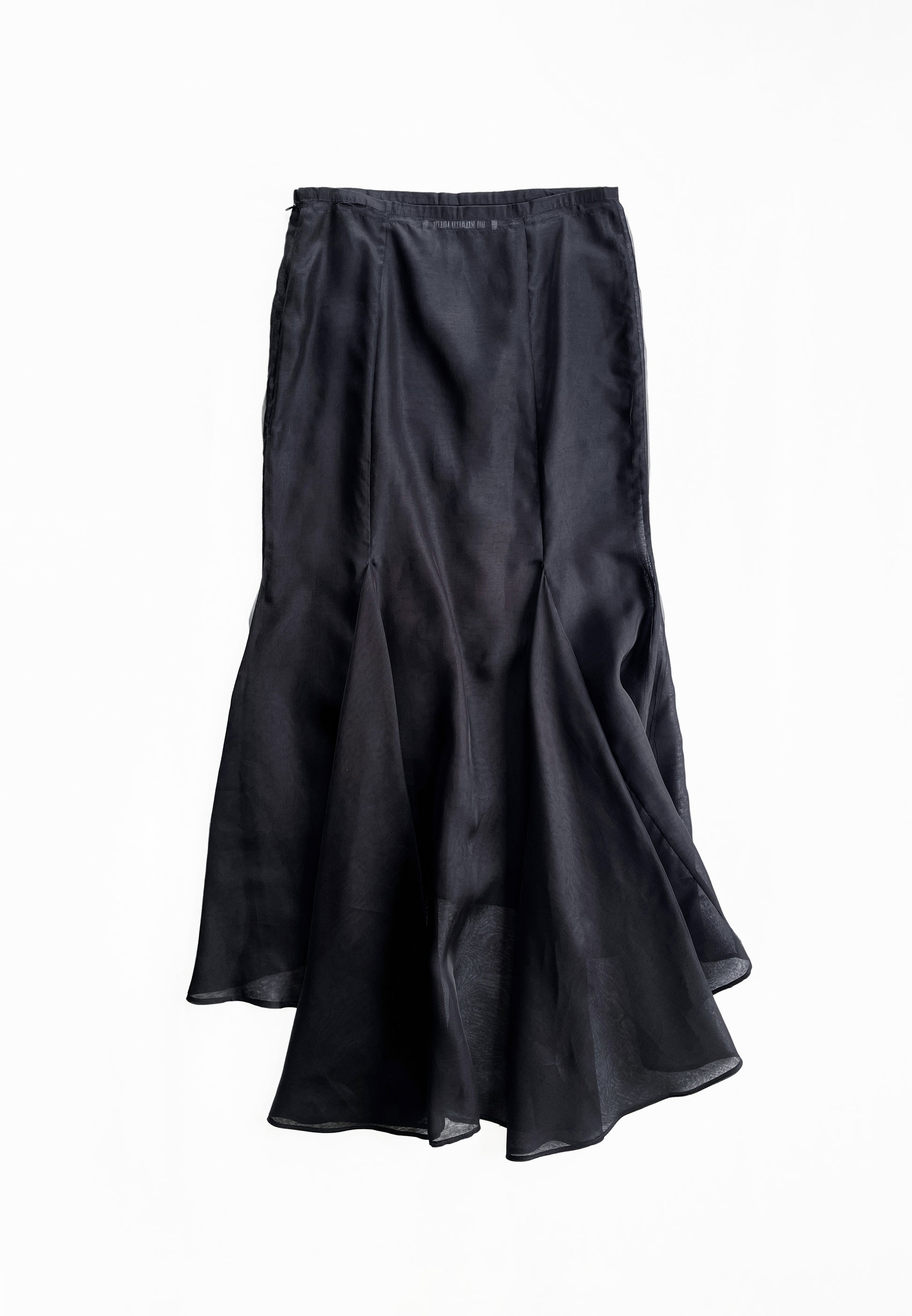 BLACK CHIAROSCURO SILK ORGANZA FISHTAIL SKIRT