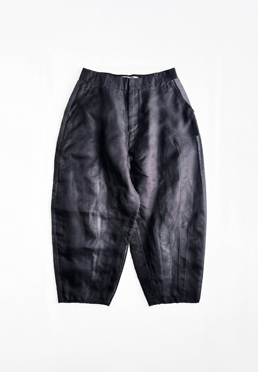 BLACK CHIAROSCURO ORGANZA TROUSERS