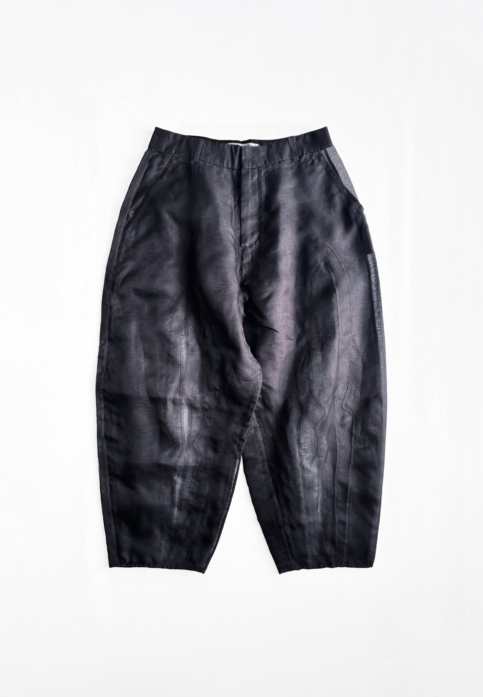 BLACK CHIAROSCURO ORGANZA TROUSERS